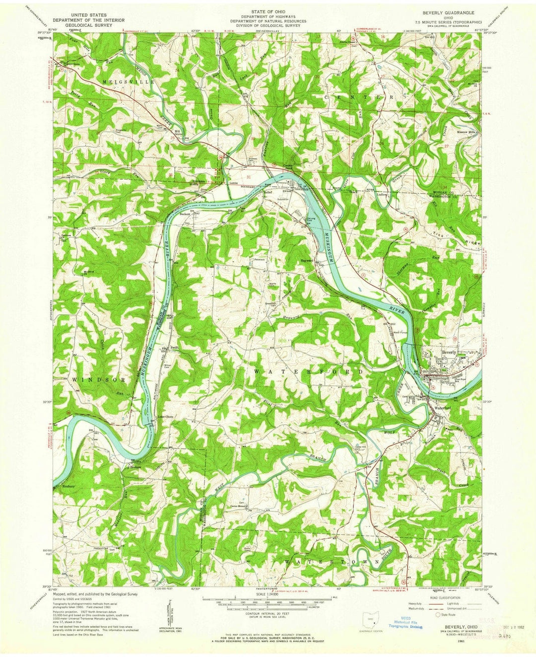 1961 Beverly, OH - Ohio - USGS Topographic Map
