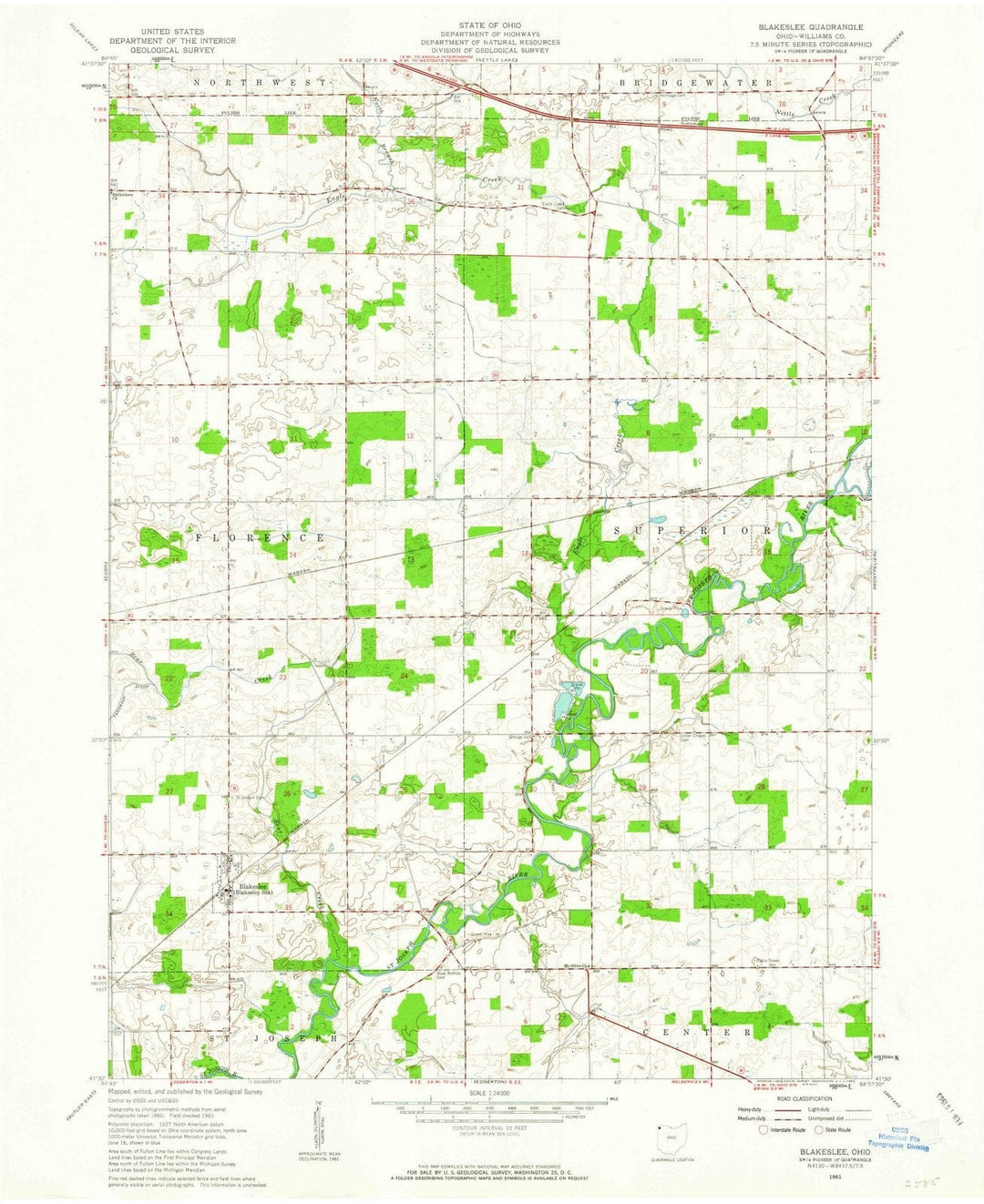 1961 Blakeslee, OH - Ohio - USGS Topographic Map