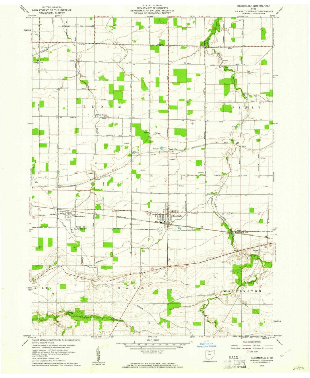 1960 Bloomdale, OH - Ohio - USGS Topographic Map