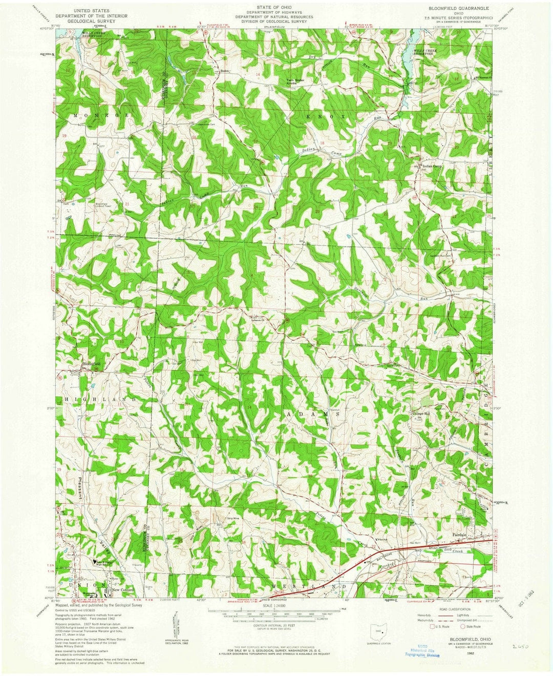 1962 Bloomfield, OH - Ohio - USGS Topographic Map
