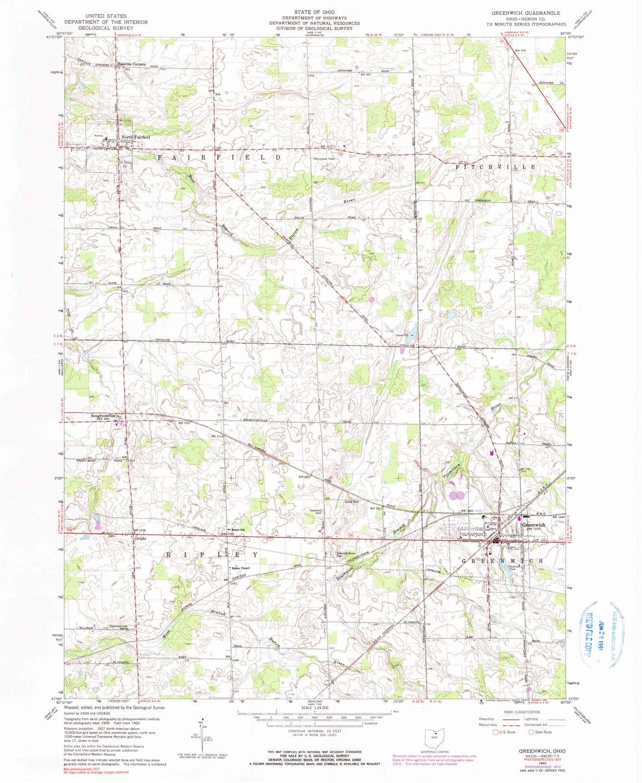 1960 Greenwich, OH - Ohio - USGS Topographic Map