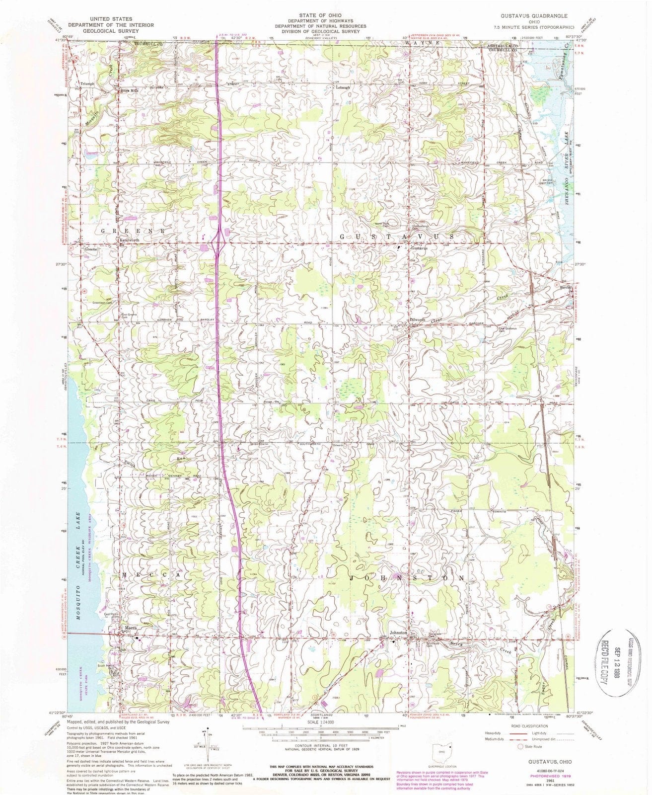 1961 Gustavus, OH - Ohio - USGS Topographic Map
