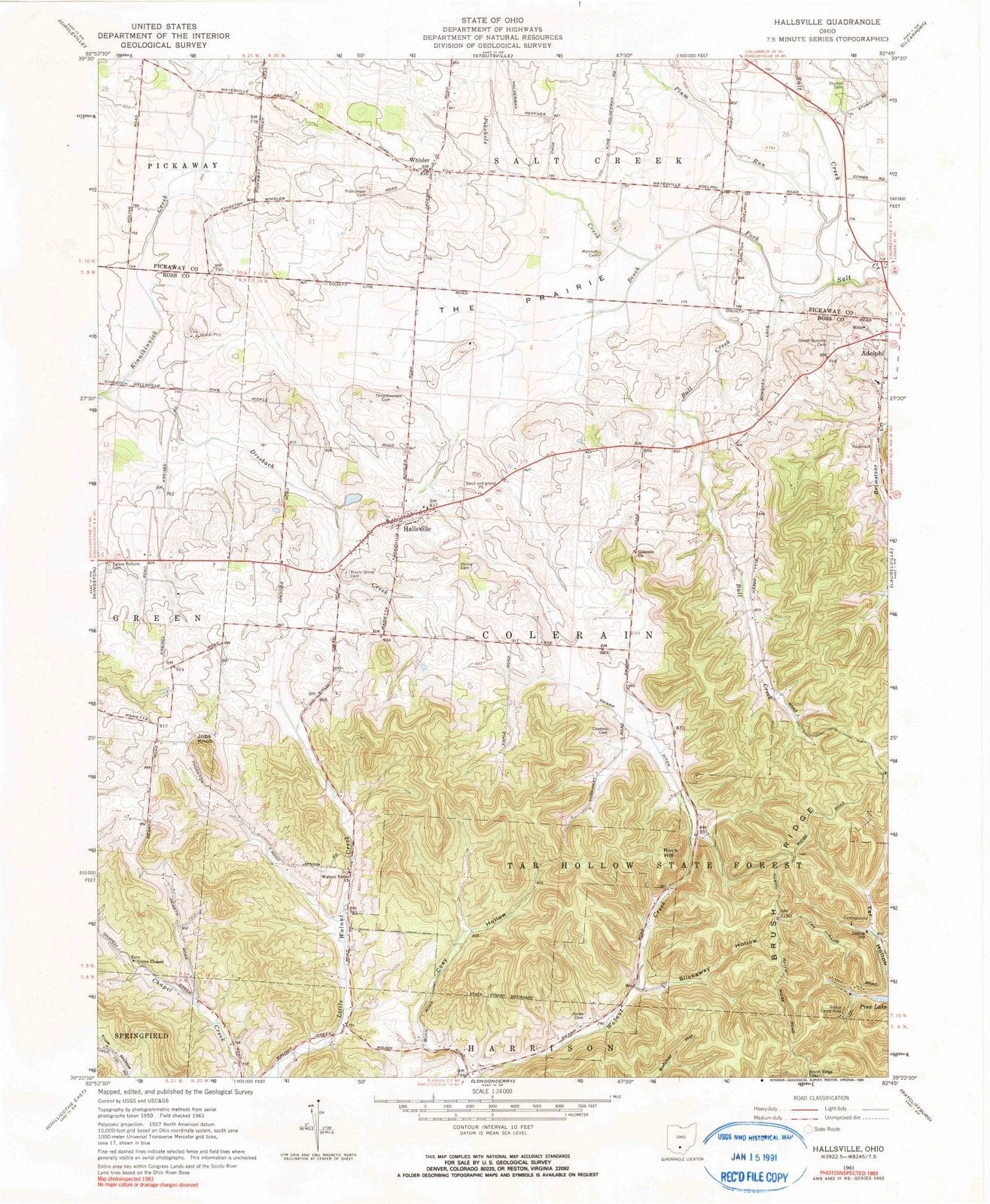 1961 Hallsville, OH - Ohio - USGS Topographic Map