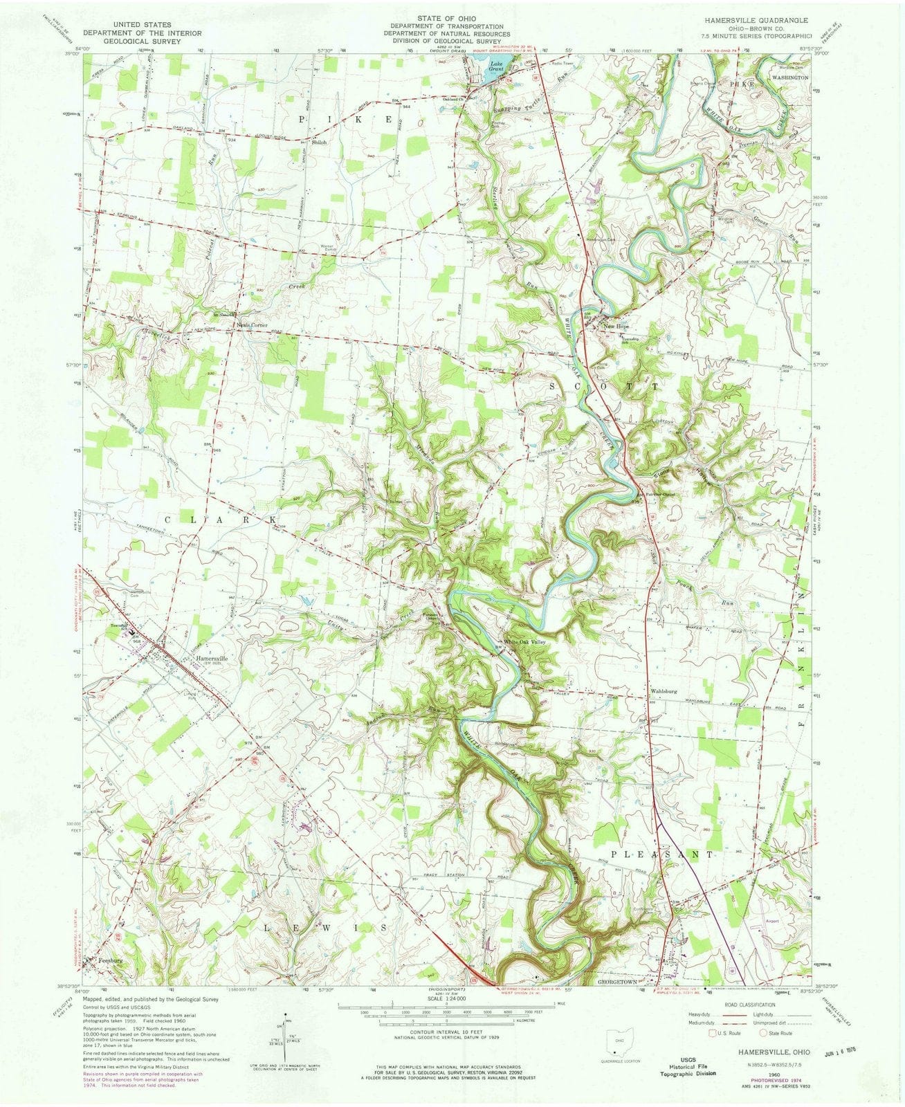 1960 Hamersville, OH - Ohio - USGS Topographic Map