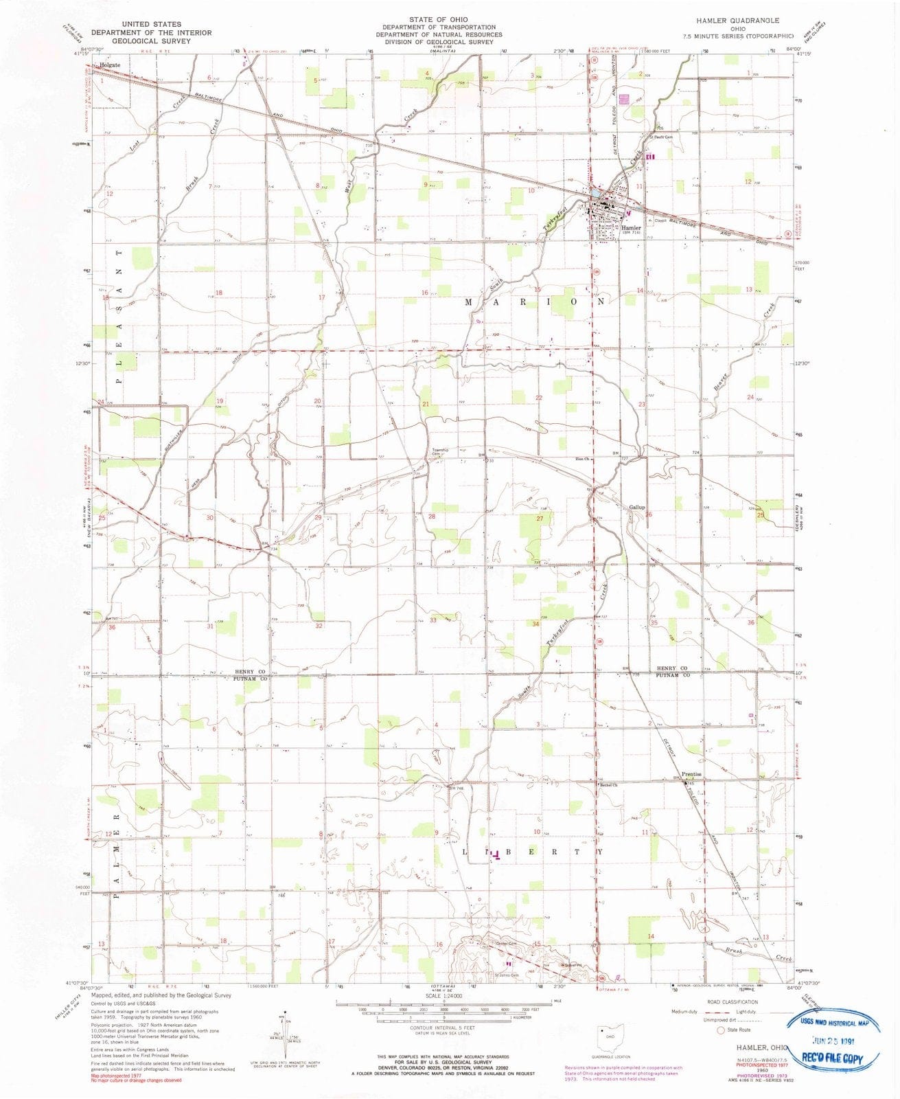 1960 Hamler, OH - Ohio - USGS Topographic Map