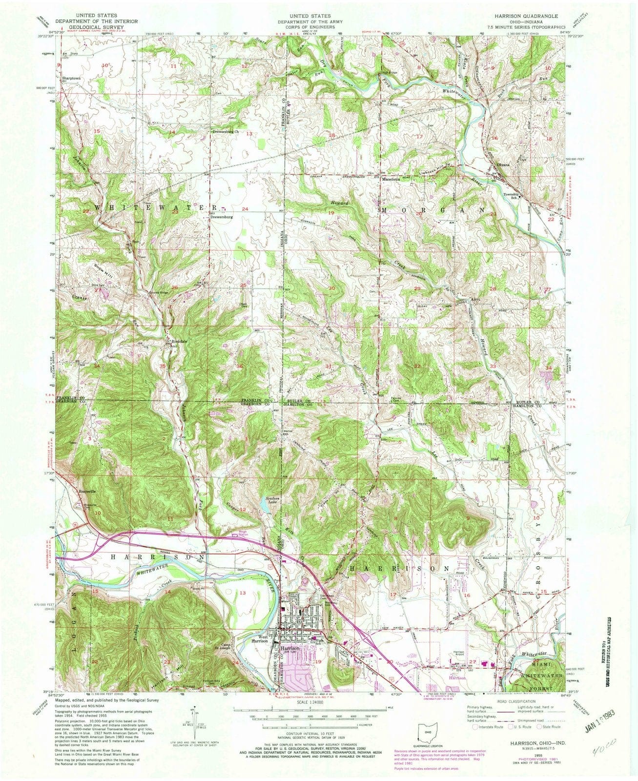 1955 Harrison, OH - Ohio - USGS Topographic Map