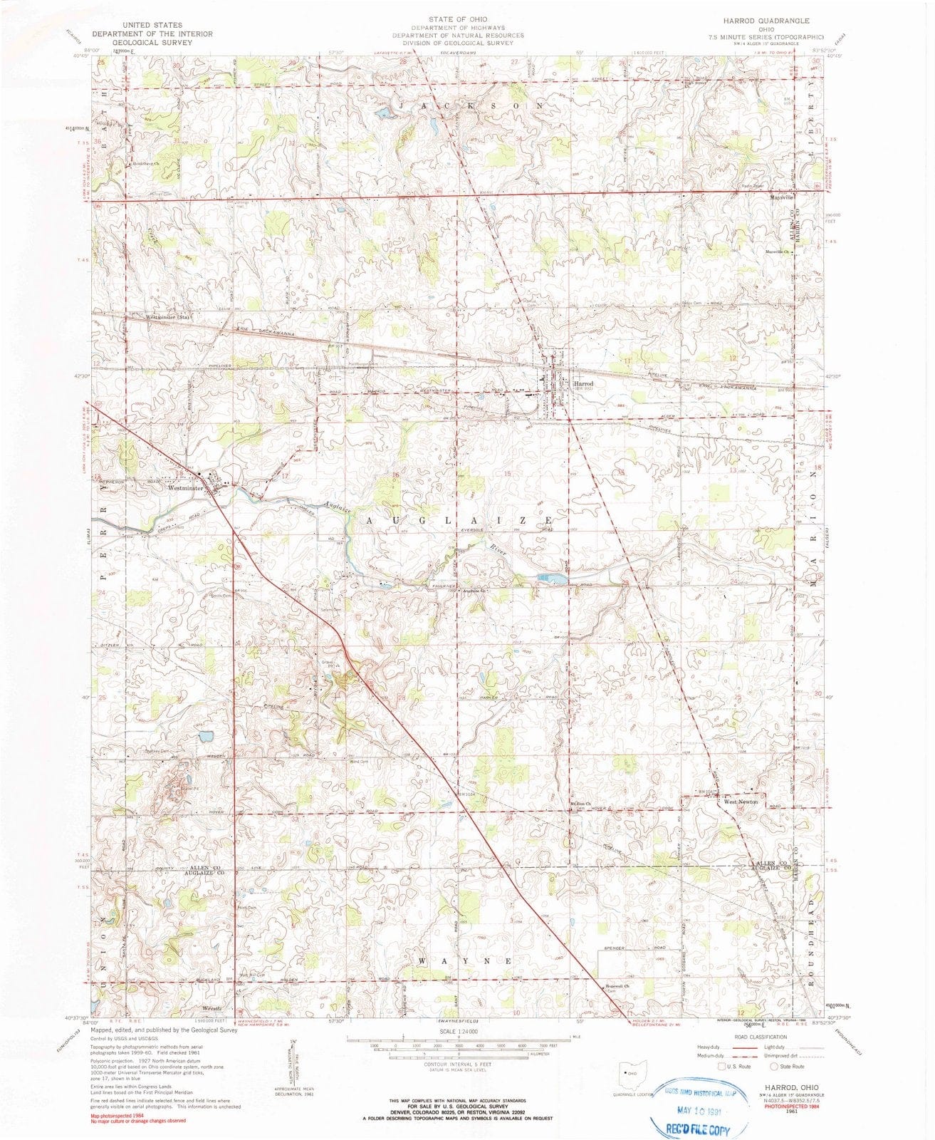 1961 Harrod, OH - Ohio - USGS Topographic Map