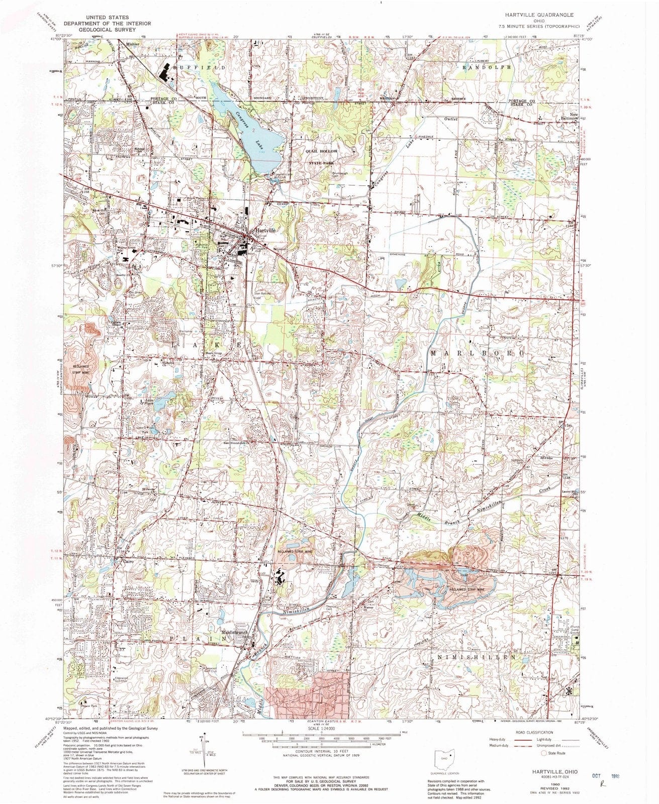 1960 Hartville, OH - Ohio - USGS Topographic Map
