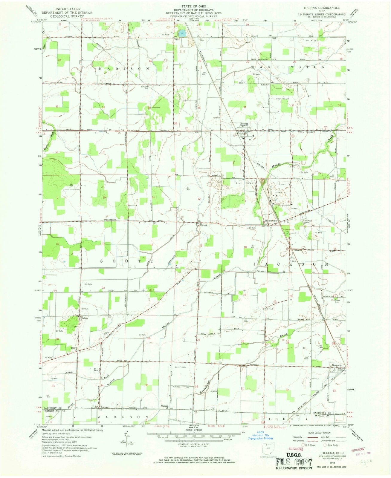 1959 Helena, OH - Ohio - USGS Topographic Map