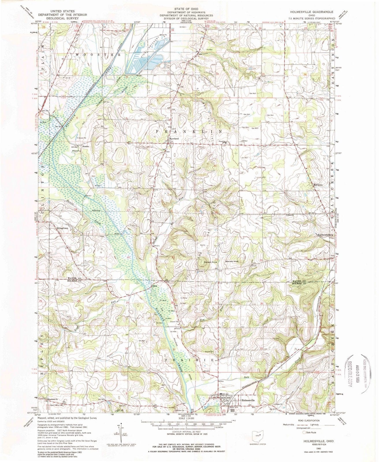 1961 Holmesville, OH - Ohio - USGS Topographic Map