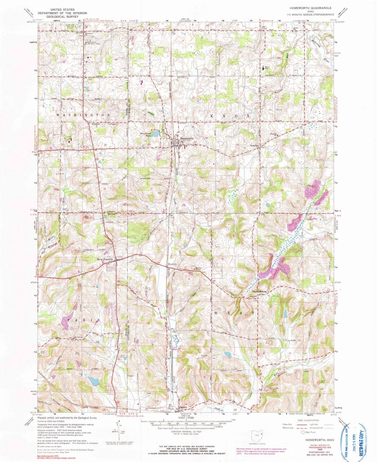 1960 Homeworth, OH - Ohio - USGS Topographic Map