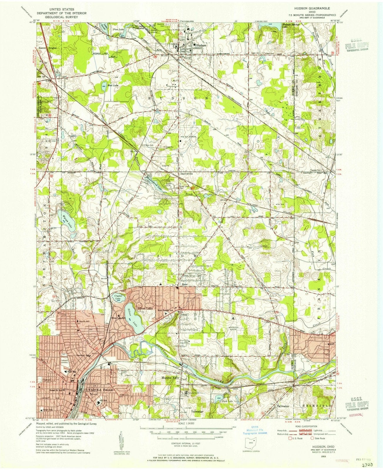 1953 Hudson, OH - Ohio - USGS Topographic Map