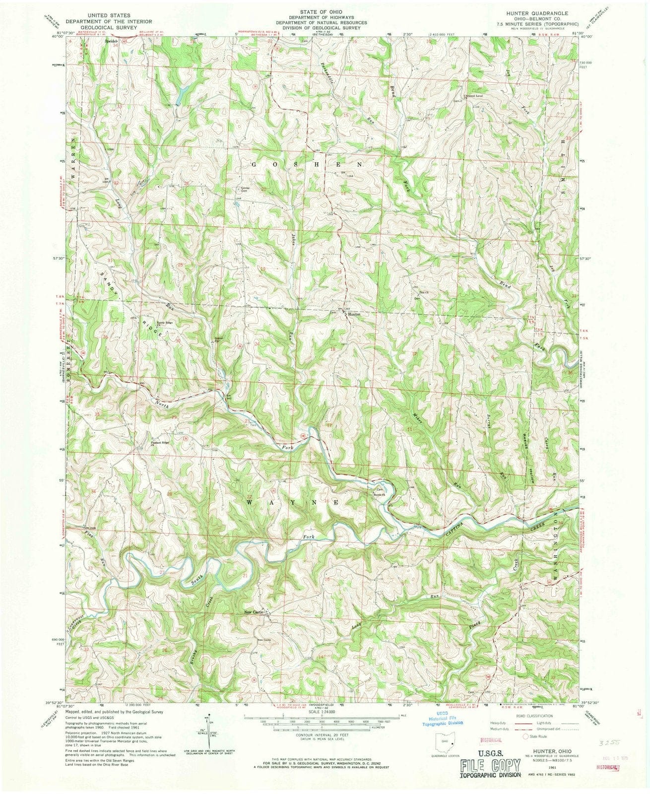 1961 Hunter, OH - Ohio - USGS Topographic Map
