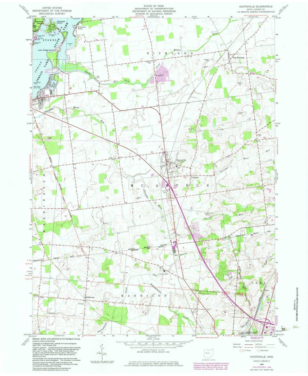1960 Huntsville, OH - Ohio - USGS Topographic Map