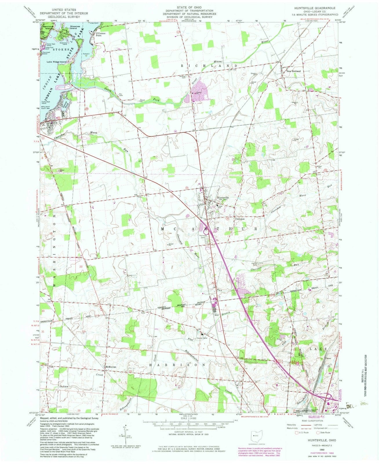 1960 Huntsville, OH - Ohio - USGS Topographic Map