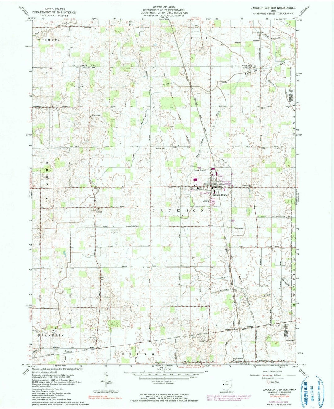 1961 Jackson Center, OH - Ohio - USGS Topographic Map