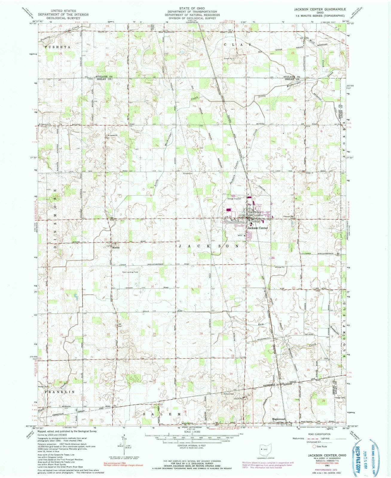 1961 Jackson Center, OH - Ohio - USGS Topographic Map
