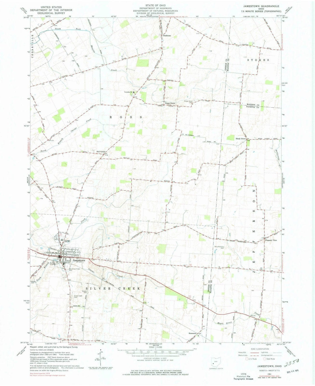 1961 Jamestown, OH - Ohio - USGS Topographic Map