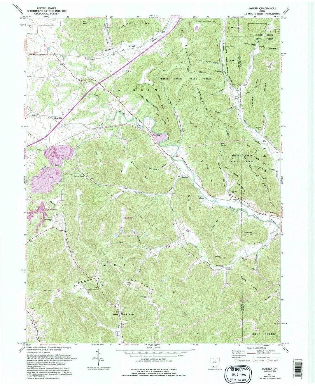 1961 Jaybird, OH - Ohio - USGS Topographic Map