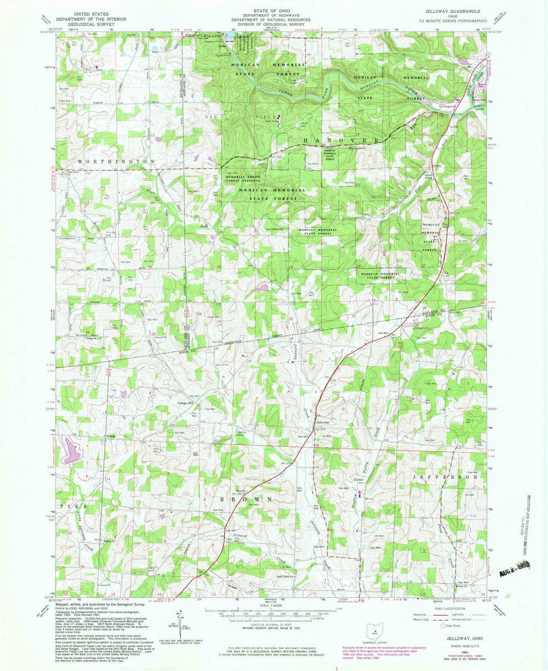 1961 Jelloway, OH - Ohio - USGS Topographic Map