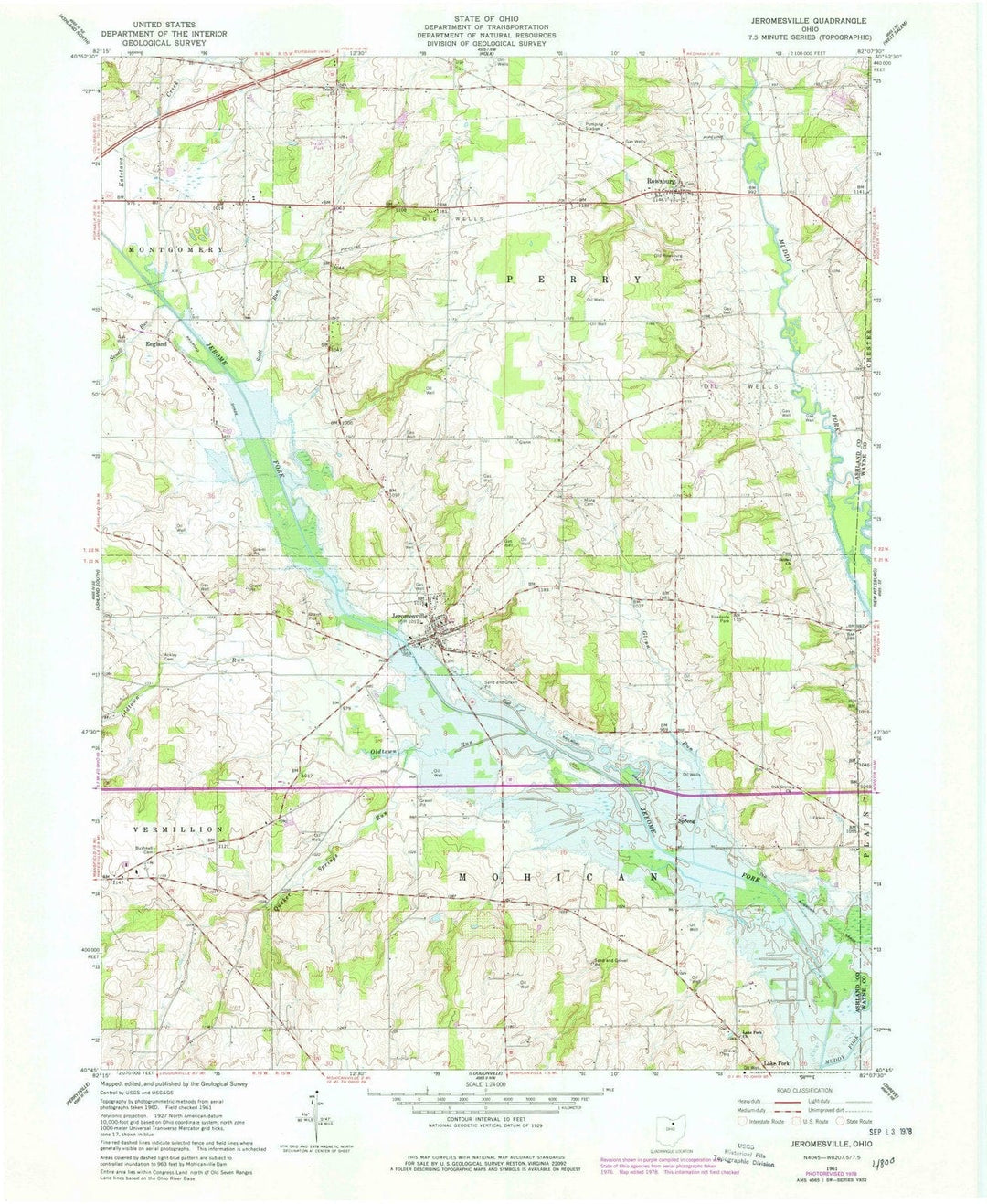 1961 Jeromesville, OH - Ohio - USGS Topographic Map