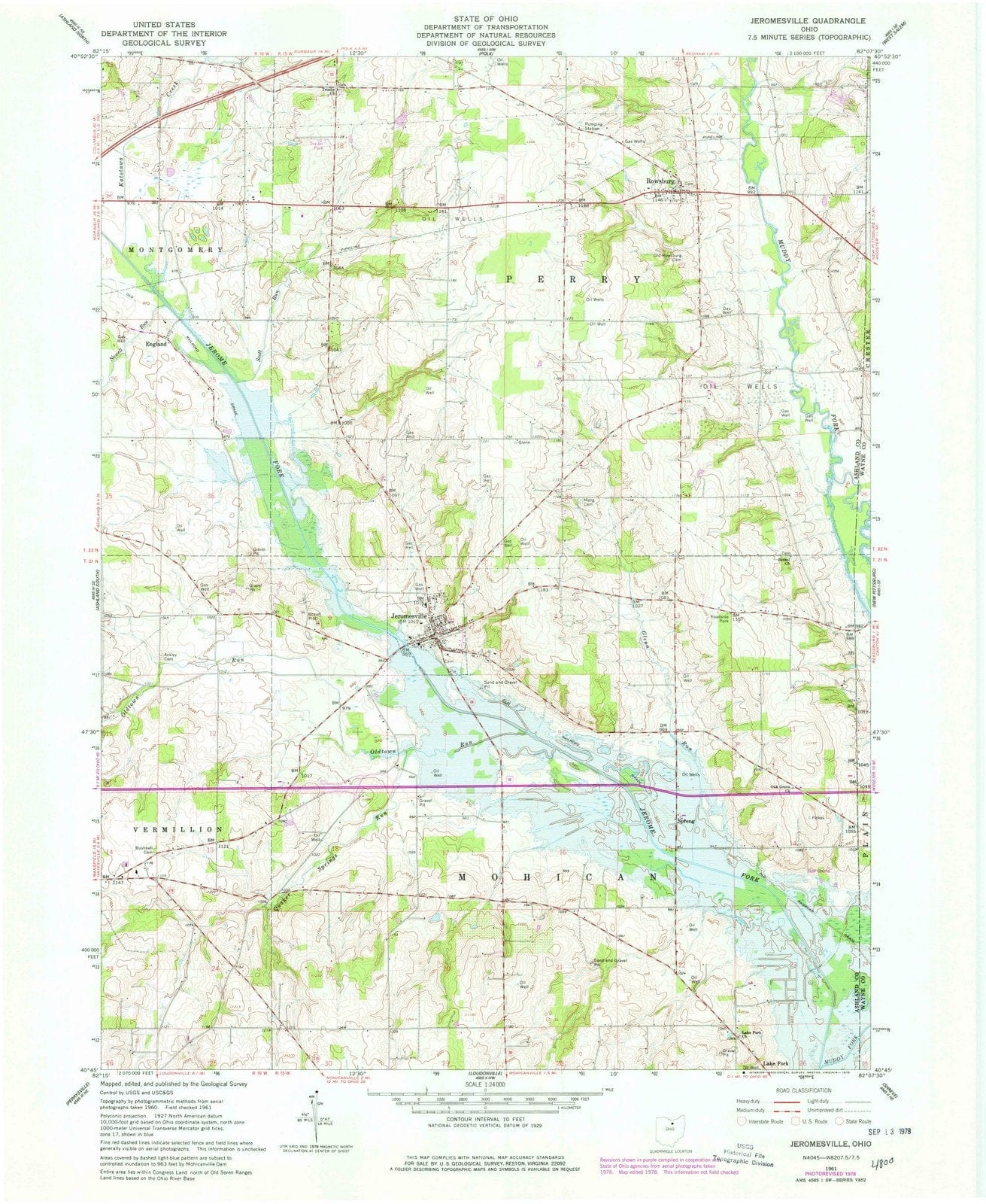 1961 Jeromesville, OH - Ohio - USGS Topographic Map