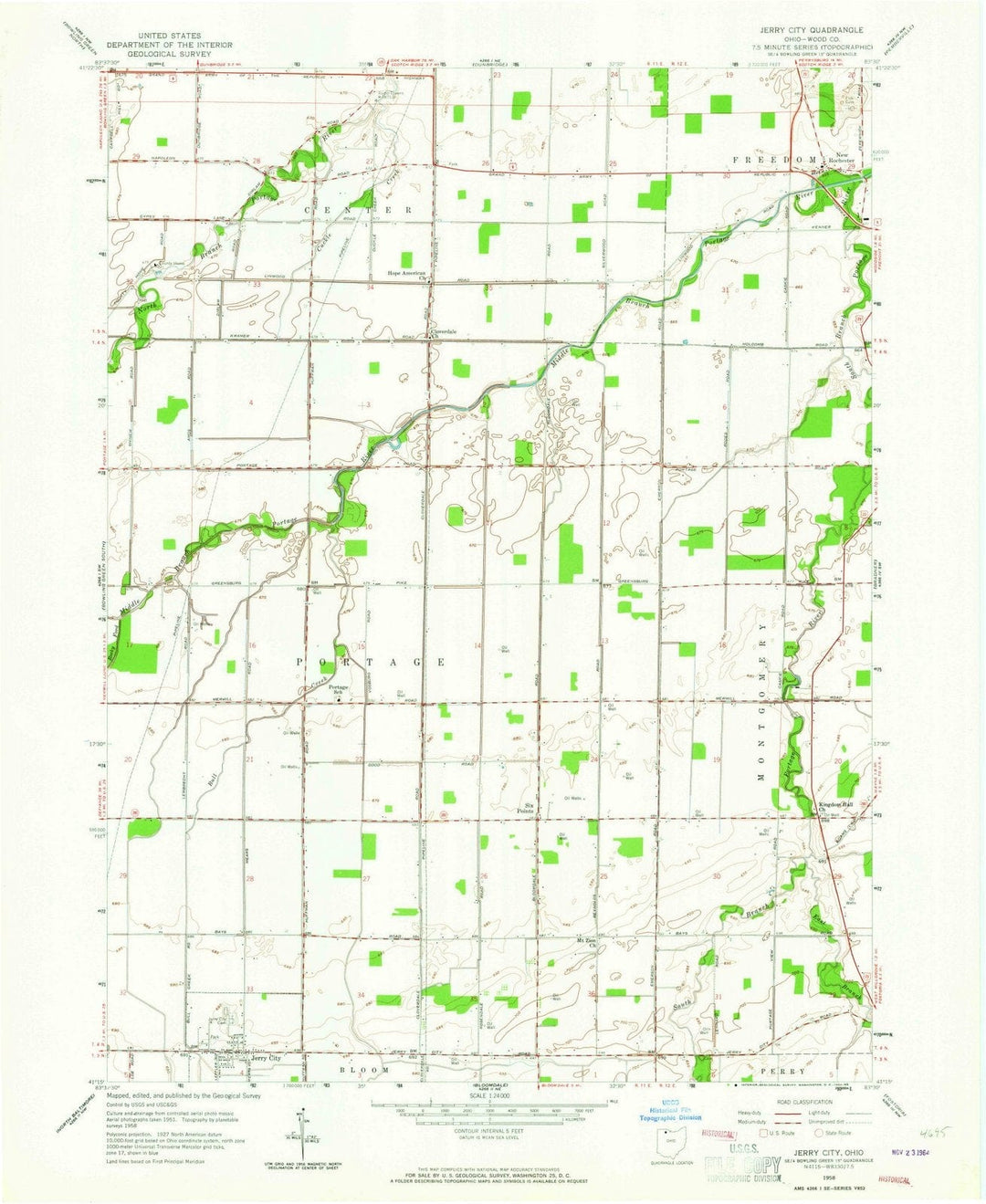 1958 Jerry City, OH - Ohio - USGS Topographic Map