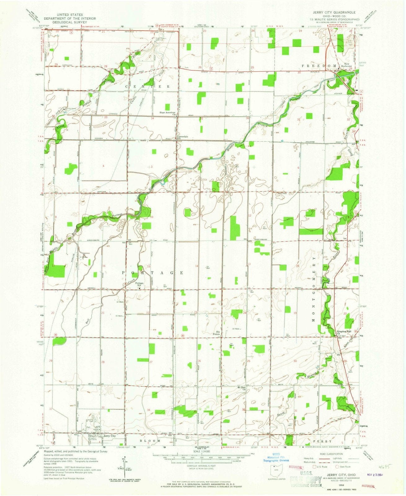1958 Jerry City, OH - Ohio - USGS Topographic Map
