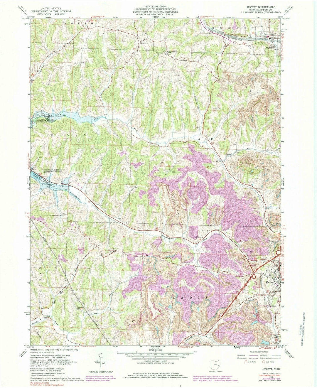 1961 Jewett, OH - Ohio - USGS Topographic Map