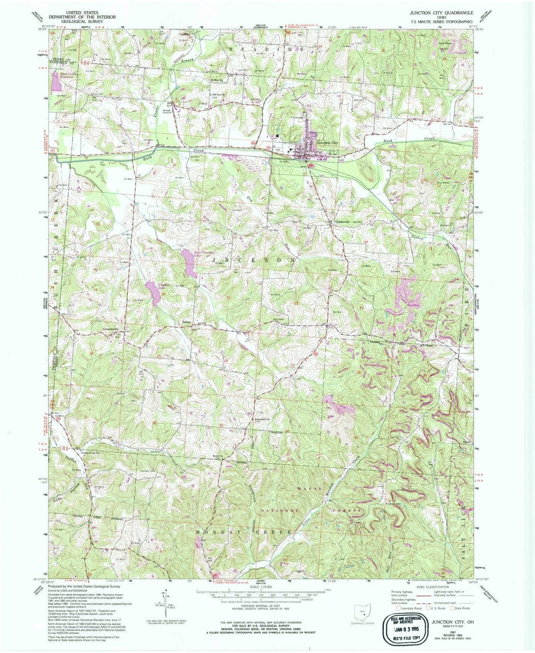 1961 Junction City, OH - Ohio - USGS Topographic Map