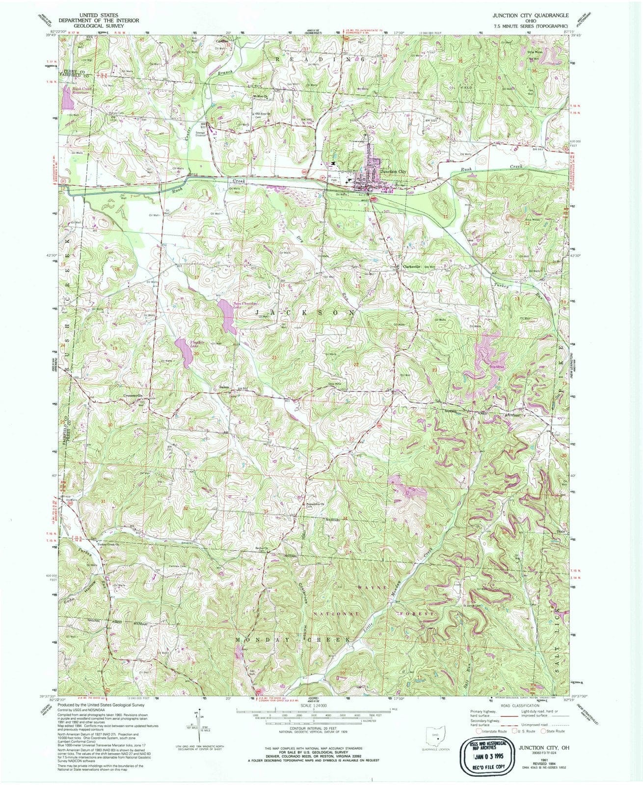 1961 Junction City, OH - Ohio - USGS Topographic Map