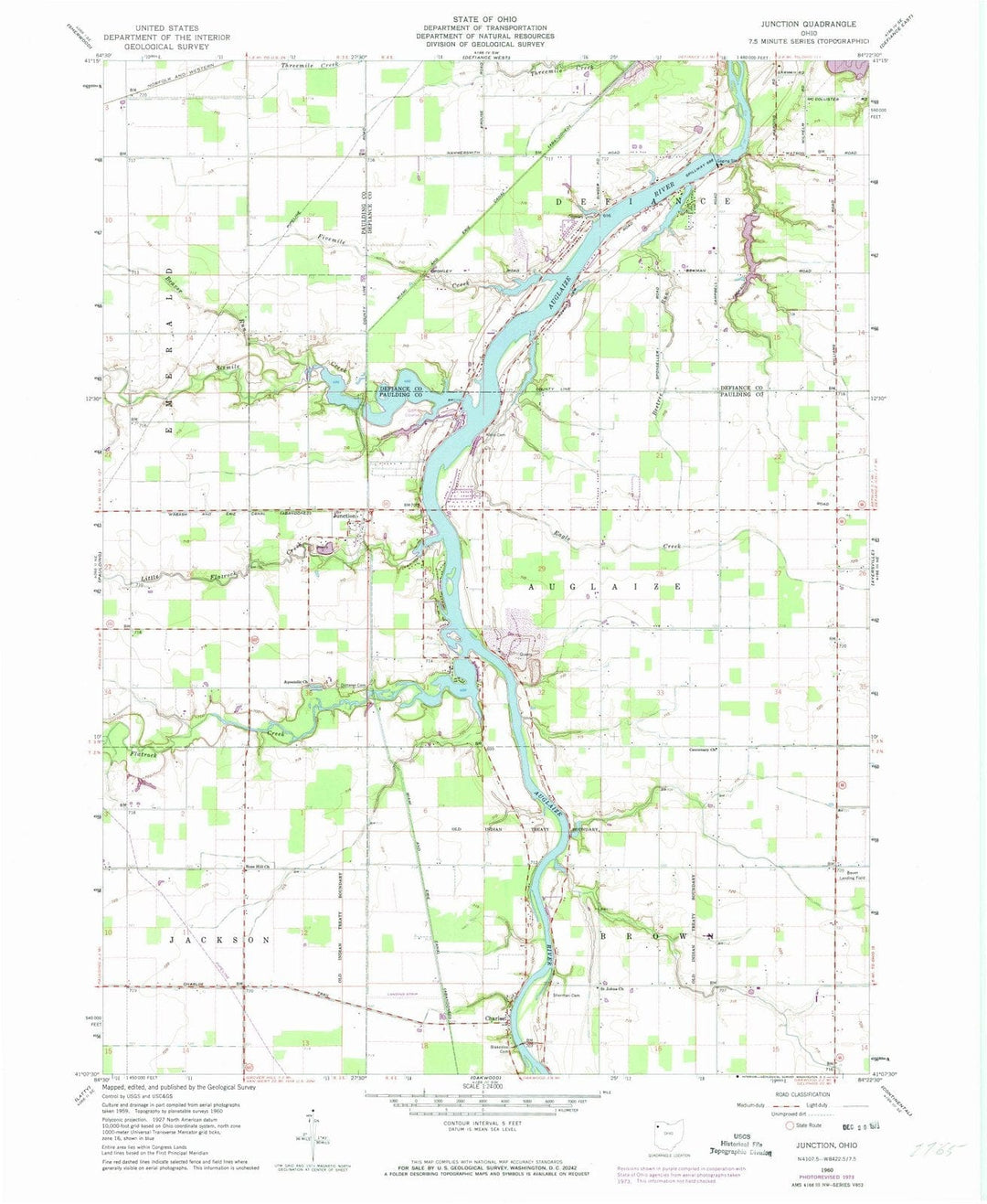 1960 Junction, OH - Ohio - USGS Topographic Map