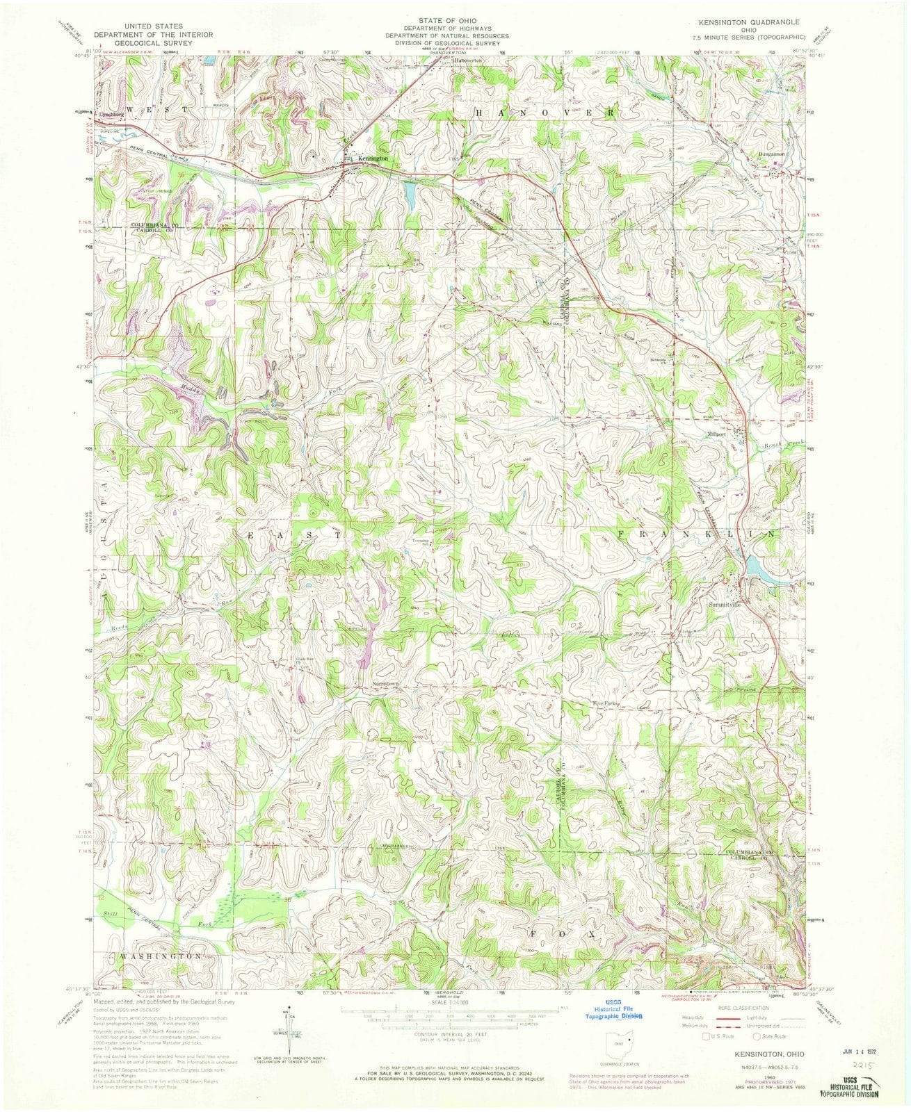 1960 Kensington, OH - Ohio - USGS Topographic Map