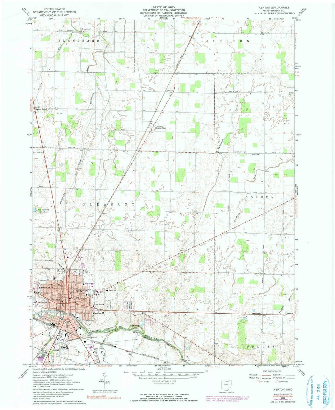 1961 Kenton, OH - Ohio - USGS Topographic Map
