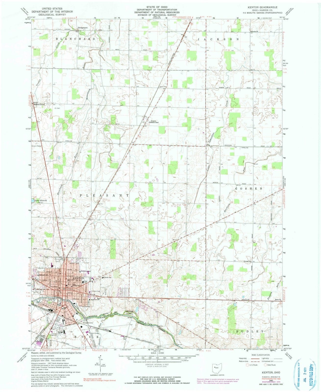 1961 Kenton, OH - Ohio - USGS Topographic Map