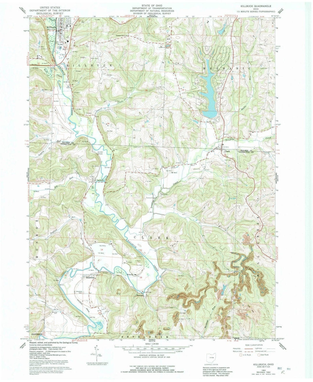 1962 Killbuck, OH - Ohio - USGS Topographic Map