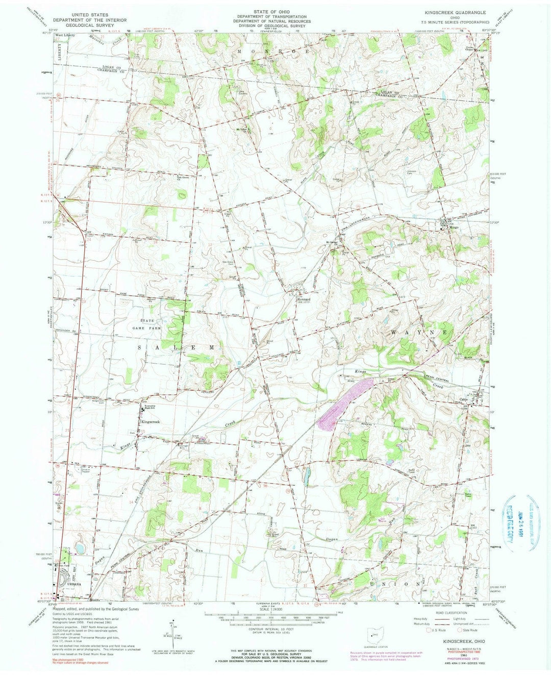 1961 Kingscreek, OH - Ohio - USGS Topographic Map
