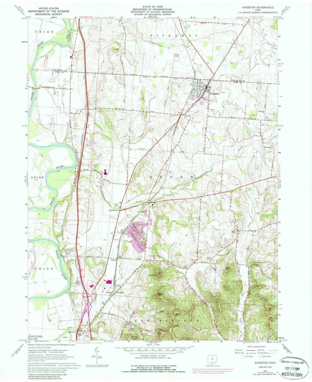 1961 Kingston, OH - Ohio - USGS Topographic Map