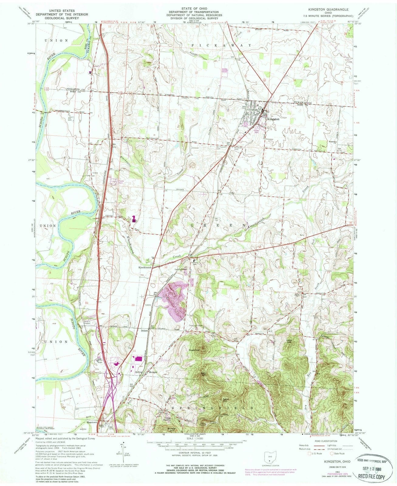 1961 Kingston, OH - Ohio - USGS Topographic Map