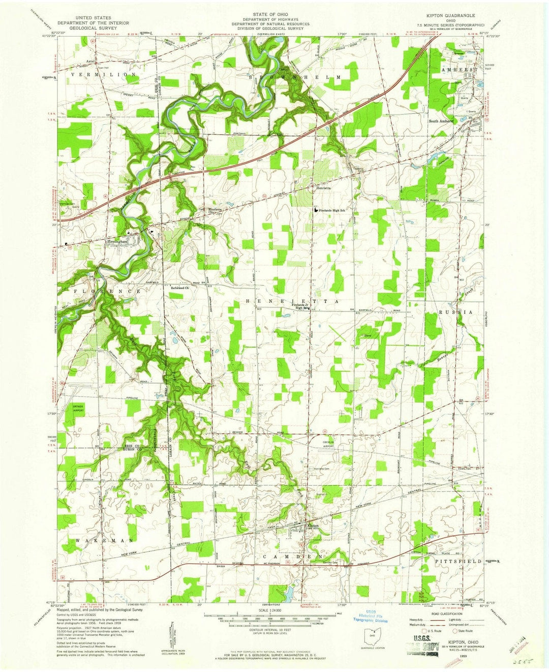 1959 Kipton, OH - Ohio - USGS Topographic Map