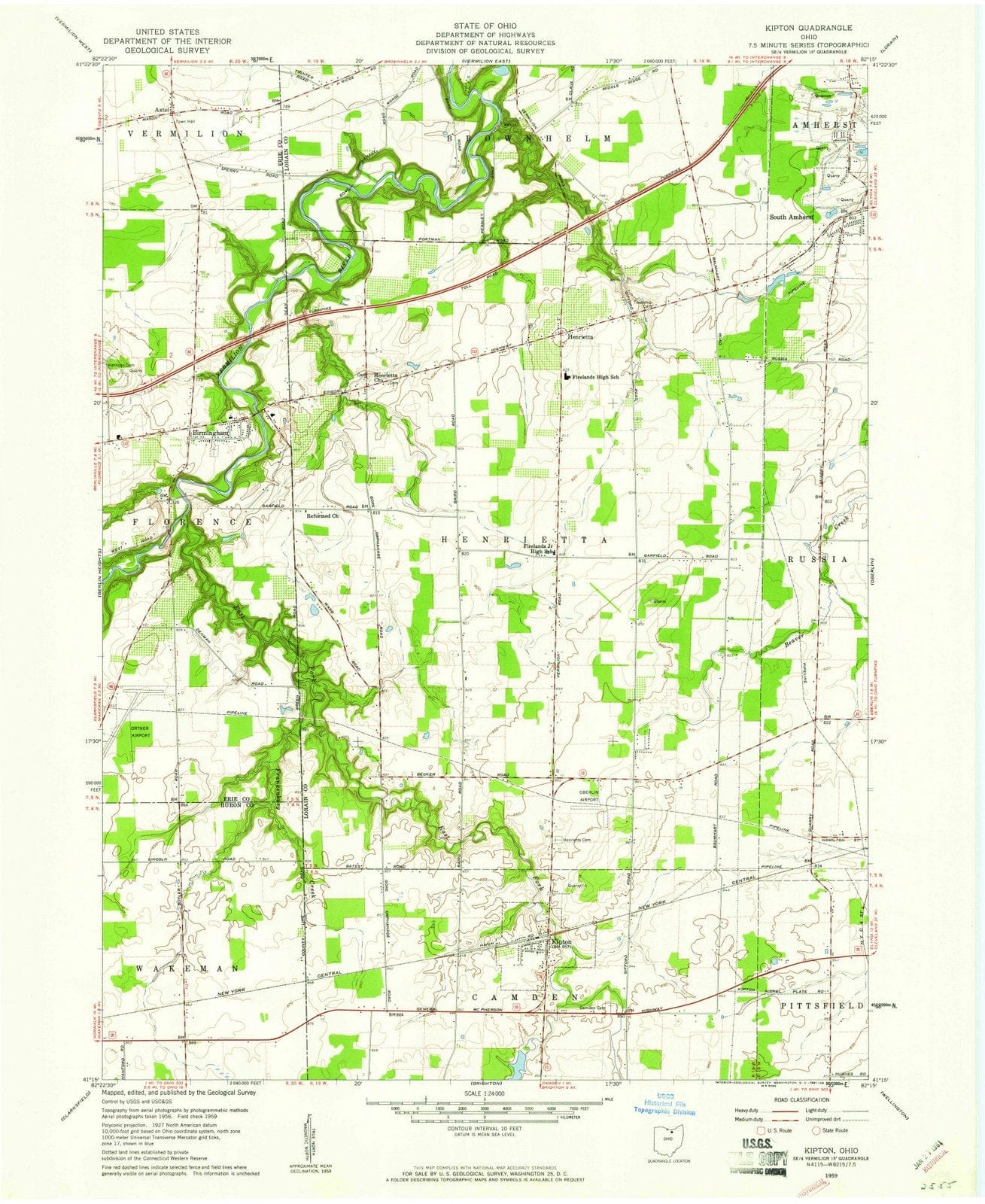 1959 Kipton, OH - Ohio - USGS Topographic Map