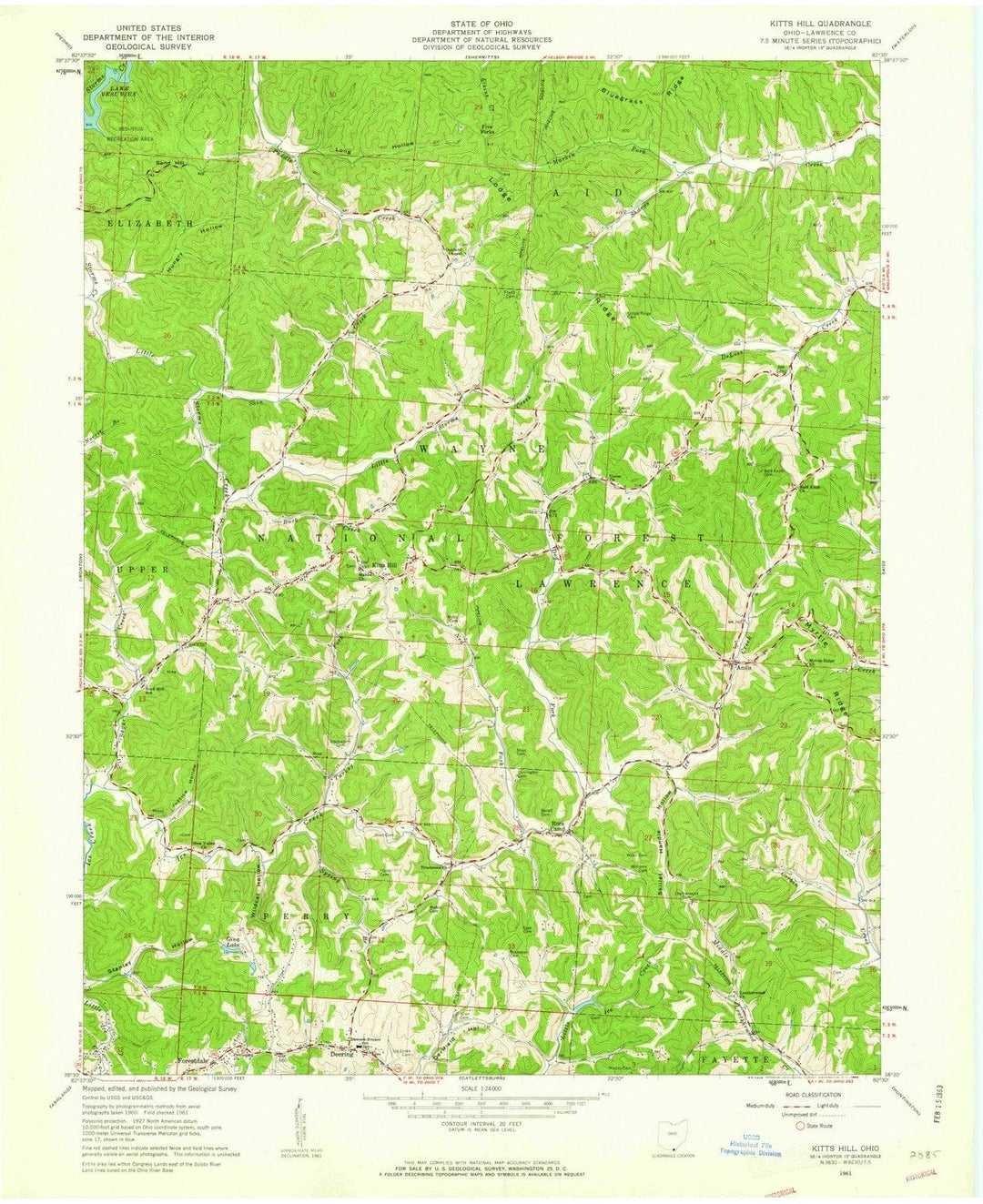 1961 Kitts Hill, OH - Ohio - USGS Topographic Map