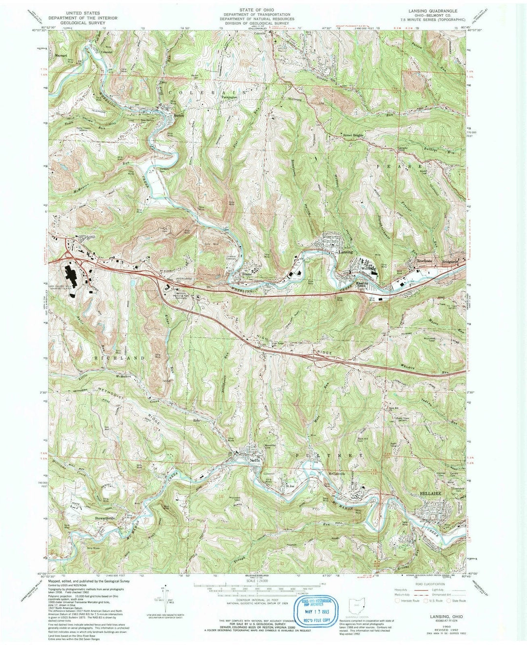 1960 Lansing, OH - Ohio - USGS Topographic Map