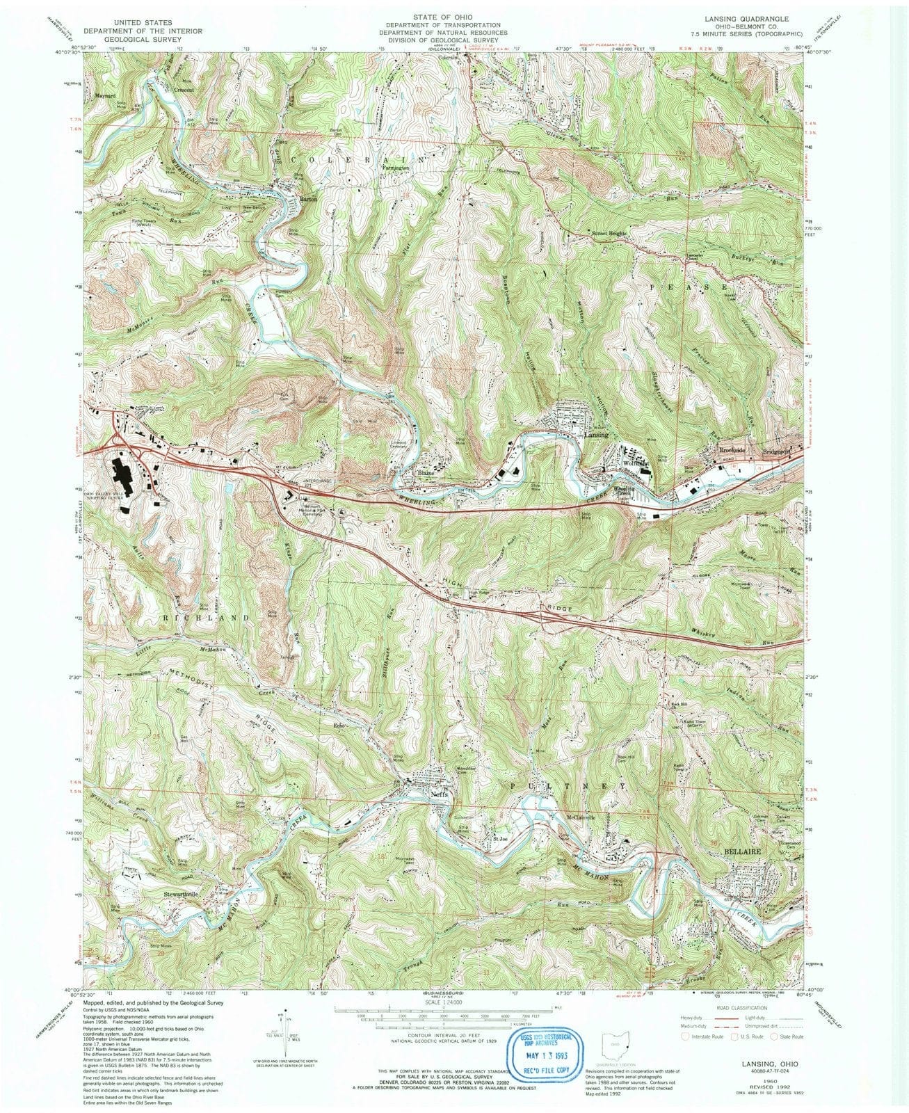 1960 Lansing, OH - Ohio - USGS Topographic Map
