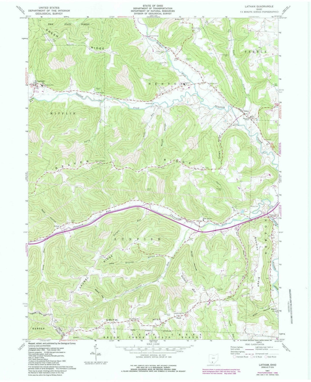 1961 Latham, OH - Ohio - USGS Topographic Map