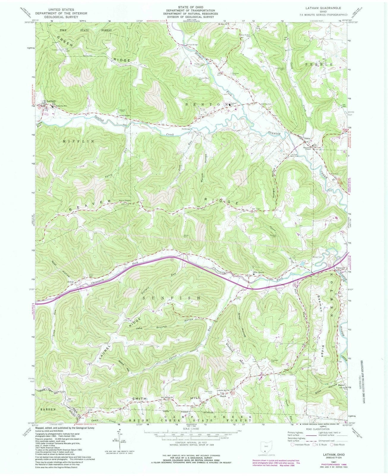 1961 Latham, OH - Ohio - USGS Topographic Map