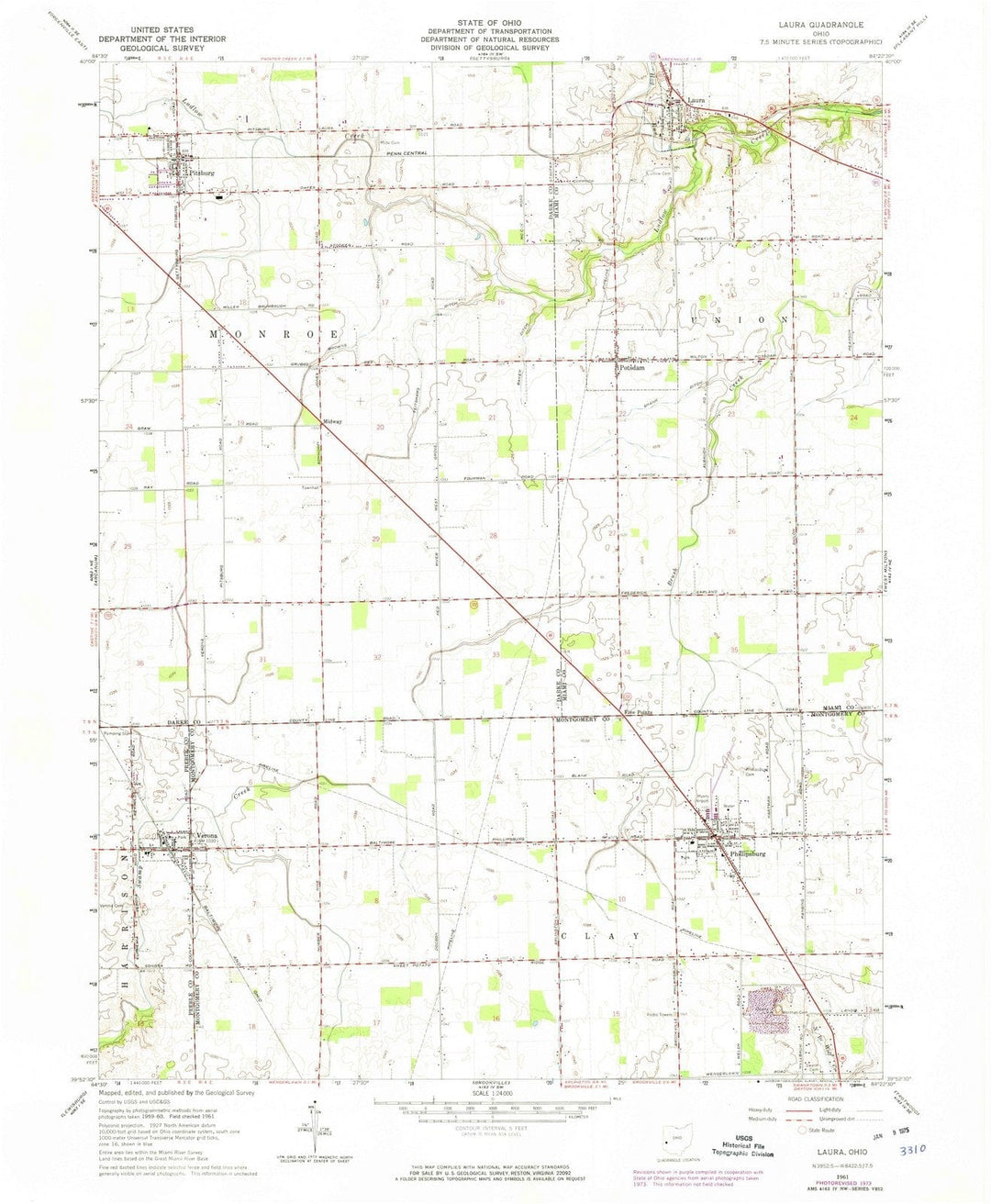 1961 Laura, OH - Ohio - USGS Topographic Map