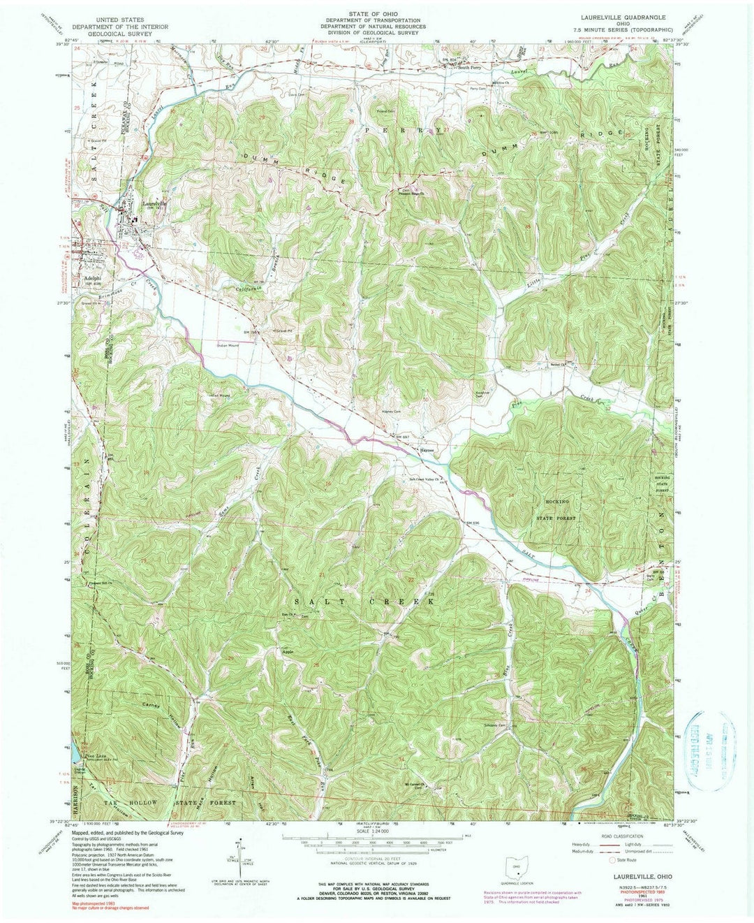 1961 Laurelville, OH - Ohio - USGS Topographic Map