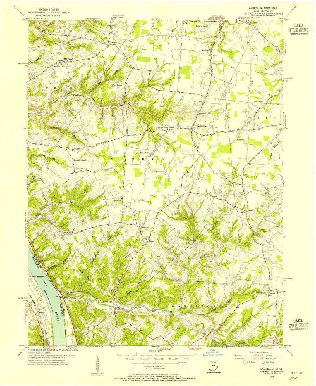 1953 Laurel, OH - Ohio - USGS Topographic Map