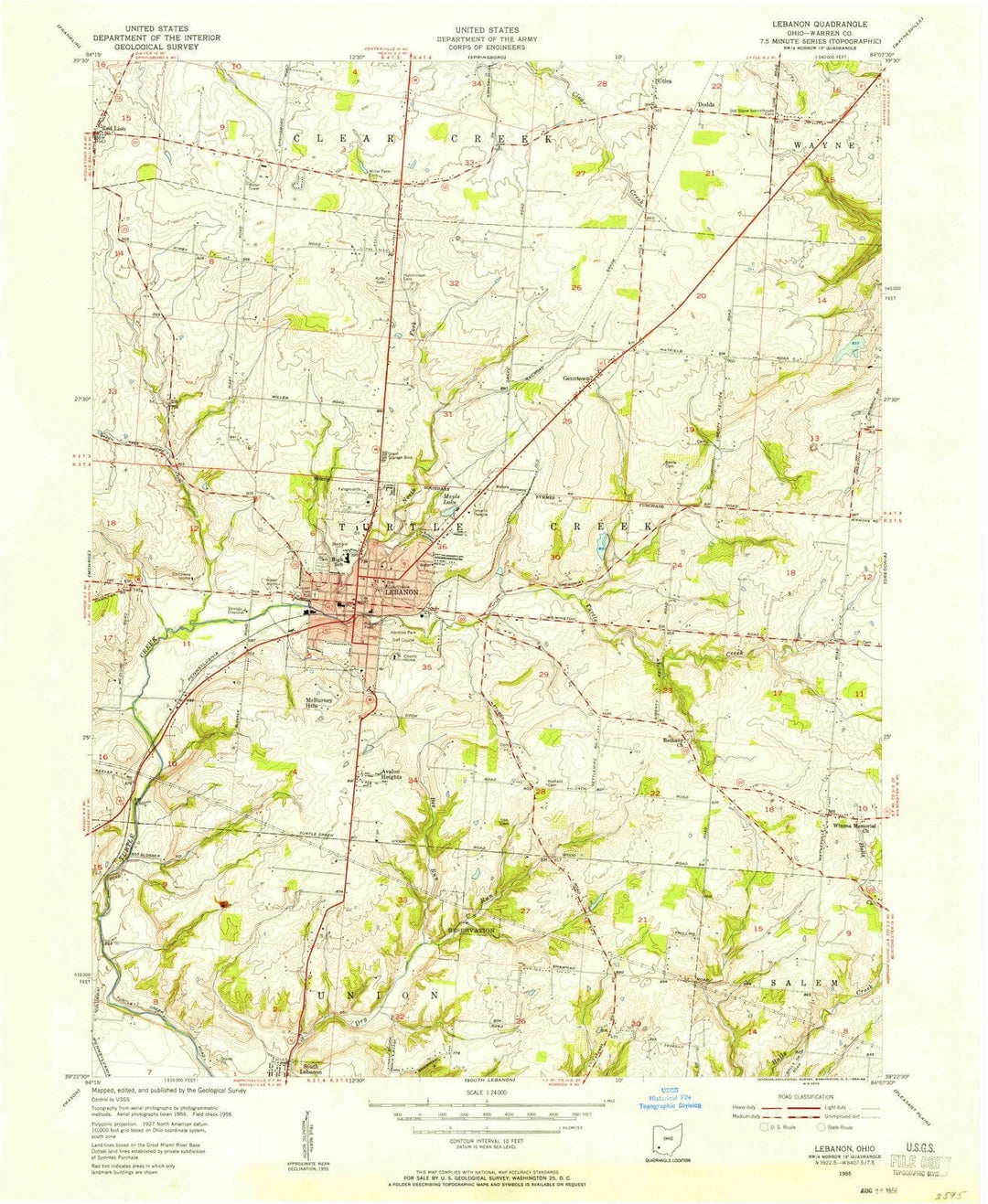 1955 Lebanon, OH - Ohio - USGS Topographic Map